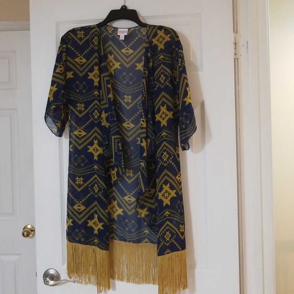 LuLa Roe Coverup. Navy and gold.